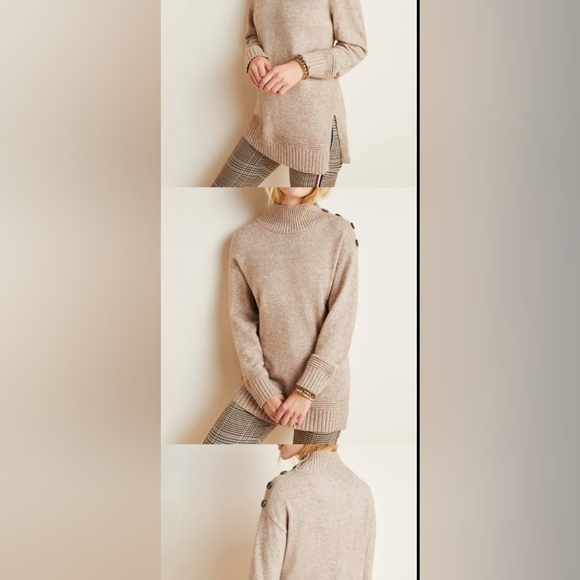 Women's Button-Detail Tan Sweater - Picture 2 of 8